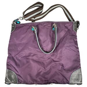 GABS Firenze Italy Purple Nylon Leather Convertible Crossbody Shoulder Bag